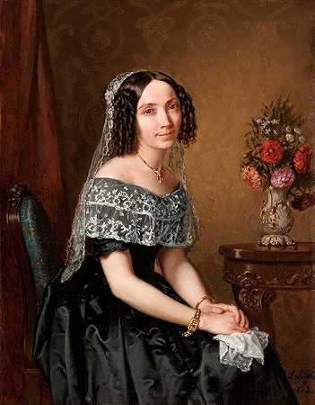女性肖像`Female Portrait (1851) by Leopold Loeffler