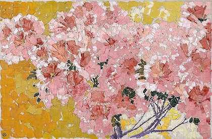 盛开的杜鹃花`Blooming azaleas (1911) by Augusto Giacometti