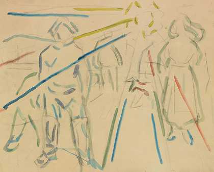 人与太阳`Mennesker og sol (Ca. 1915) by Edvard Munch