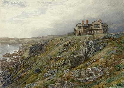 格雷克利夫，艺术家s家，罗得岛州纽波特`Graycliff, the Artists Home, Newport, Rhode Island (1882) by William Trost Richards