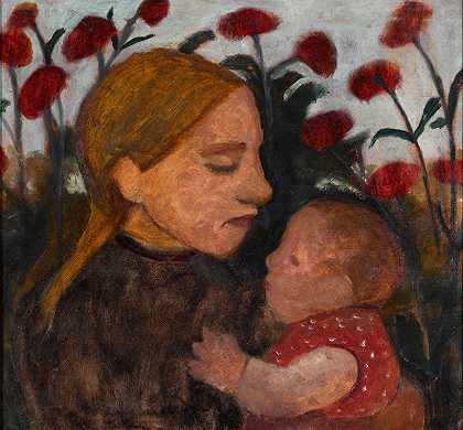 Girl with child`Girl with child by Paula Modersohn-Becker