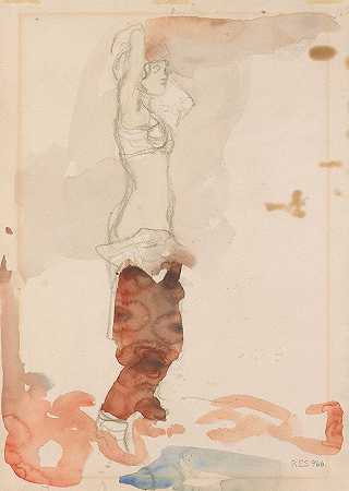女性模特研究`Kvinnelig modellstudie (Ca 1920) by Edvard Munch
