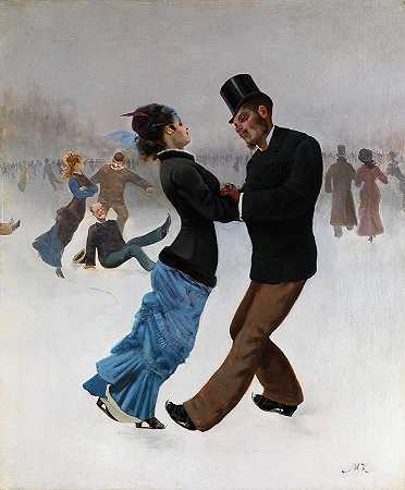 滑冰`Skating by Max Klinger