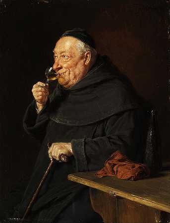 拿酒的和尚`Monk with a wine by Eduard von Grutzner