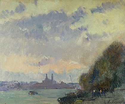 塞纳河和L前特罗卡德罗`La Seine et lancien Trocadéro (1900) by Albert Lebourg