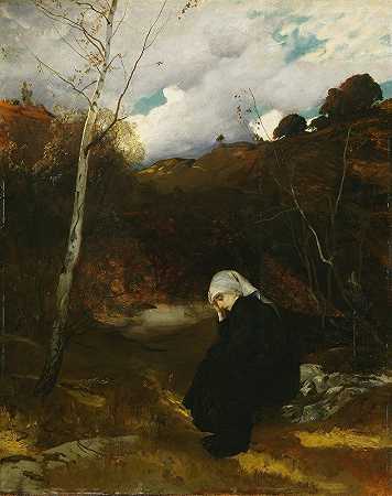 行板。秋夜在问`Andante. Autumn Evening at Ask (1879) by Eilif Peterssen