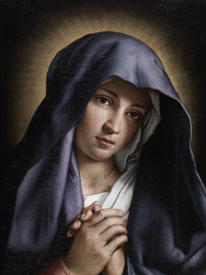 年轻的圣母玛利亚画像`Portrait of the Young Virgin Mary by Giovanni Battista Salvi da Sassoferrato