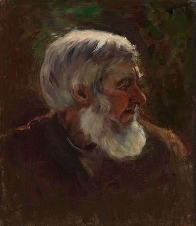 侧面的老人`Old Man in Profile (1895 ~ 1896) by Torsten Wasastjerna