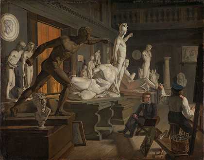 哥本哈根学院的场景`Scene from the Academy in Copenhagen (1827~1828) by Knud Baade