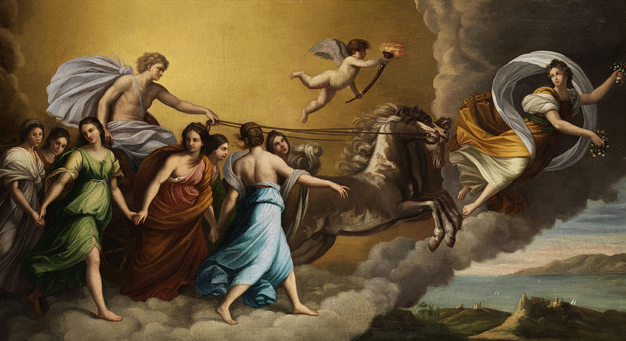 阿波罗与缪斯女神`Apollo and the Muses by Italian painter