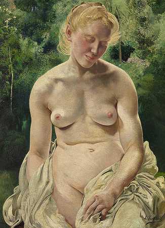 裸体`Nude by Leon Frederic