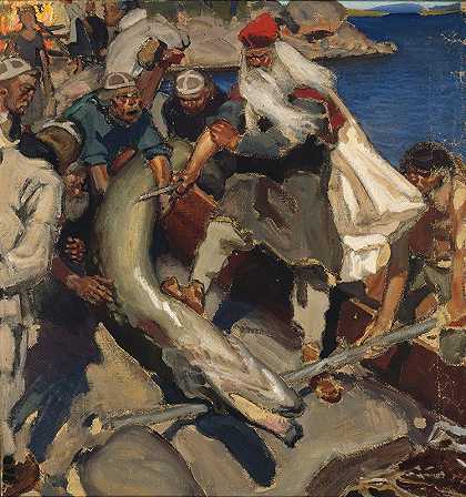 巨型梭鱼`The Giant Pike (1904) by Akseli Gallen-Kallela