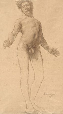 男性裸体站立`Standing Male Nude (1885) by Frederick William MacMonnies