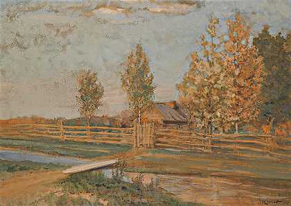 秋景`Autumn Landscape (1907) by Iegoshua Moiseevich Shlugleit