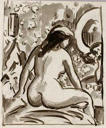 坐着的裸体`Seated Nude by Carl Newman