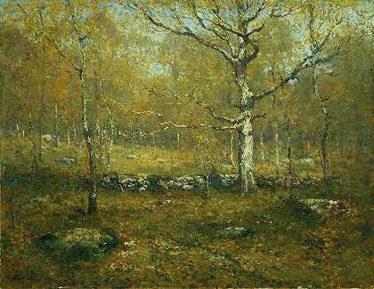 春天的森林`Spring Woods (ca. 1895–1900) by Henry Ward Ranger