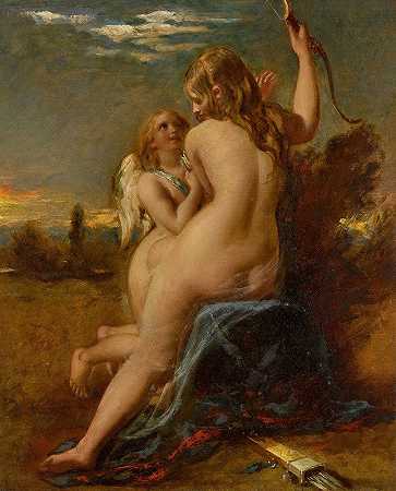 维纳斯解除丘比特的弓`Venus Relieving Cupid Of His Bow by William Etty