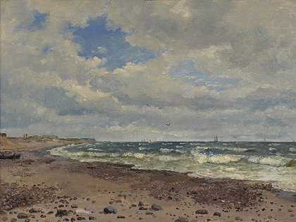 有沙丘的海滩。日德兰岛西海岸`A Beach with Dunes. The West Coast of Jutland (1843) by Dankvart Dreyer