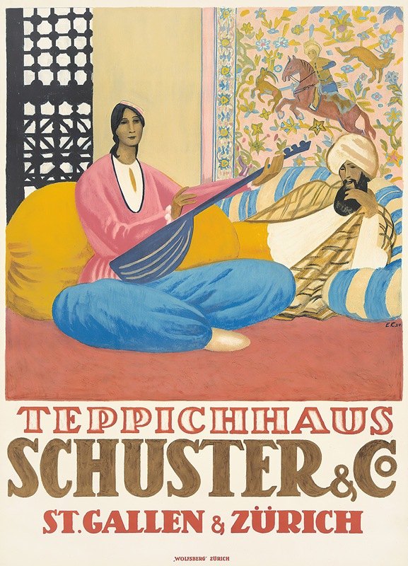 地毯屋，舒斯特公司`Teppich~Haus, Schuster and Co (1924) by Emil Cardinaux