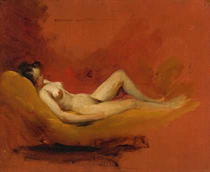 对女性裸体的研究`Study Of A Female Nude by William Etty