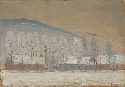 Ždiar附近的冬季景观`Winter Landscape near Ždiar (1900–1910) by Ferdinand Katona