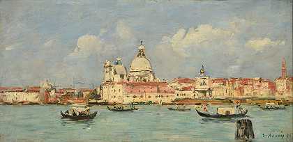 威尼斯。海关和圣母院`Venise. La douane et Notre~Dame~de~la~Salute (1895) by Eugène Boudin