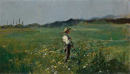 花草地上的收割者`Reaper in a Flowery Meadow (1886~87) by Frank Buchser