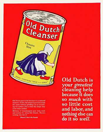 旧荷兰洁面乳，可去除污垢`Old Dutch Cleanser, Chases Dirt (1924)