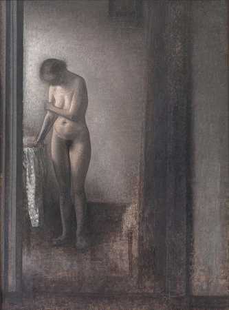 裸体站立女性`Standing Female Nude (1909 – 1910) by Vilhelm Hammershøi