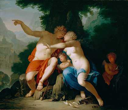 维纳斯和阿多尼斯`Venus and Adonis (ca. 1718) by Mattheus Terwesten