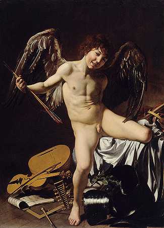丘比特扮演维克多`Cupid as Victor by Caravaggio