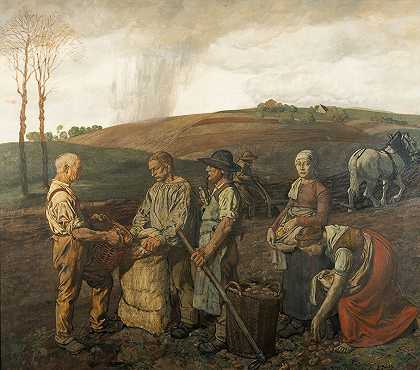 马铃薯收获`The Potato Harvest (1899) by Fritz Boehle