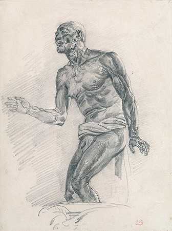 一项男性裸体研究塞内卡之死`Study of a Male Nude Study for ;The Death of Seneca (1838–40) by Eugène Delacroix