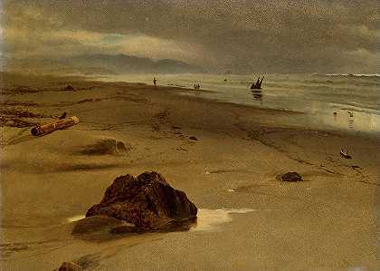 堡垒以外的旧金山海滩`San Francisco beach beyond Fort Point by Albert Bierstadt