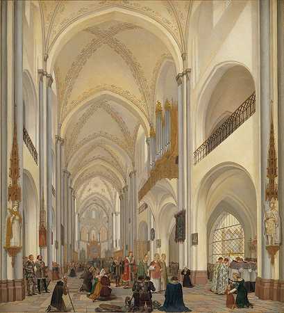罗斯基尔德大教堂的屋内`The Interior Of Roskilde Cathedral (1824) by Ditlev Martens