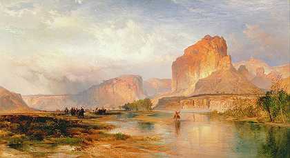 青河峭壁`Cliffs of Green River by Thomas Moran