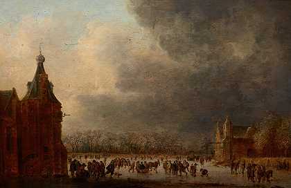 在溜冰场`At the Rink (1640) by Jan van Goyen