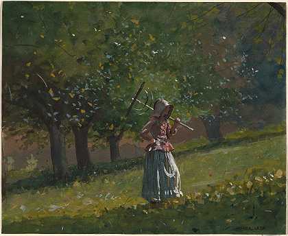 拿草耙的女孩`Girl with Hay Rake (1878) by Winslow Homer