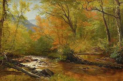 林间小溪`Brook in Woods by Albert Bierstadt