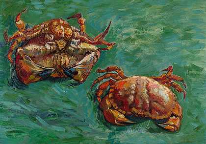 两只螃蟹`Two Crabs by Vincent van Gogh