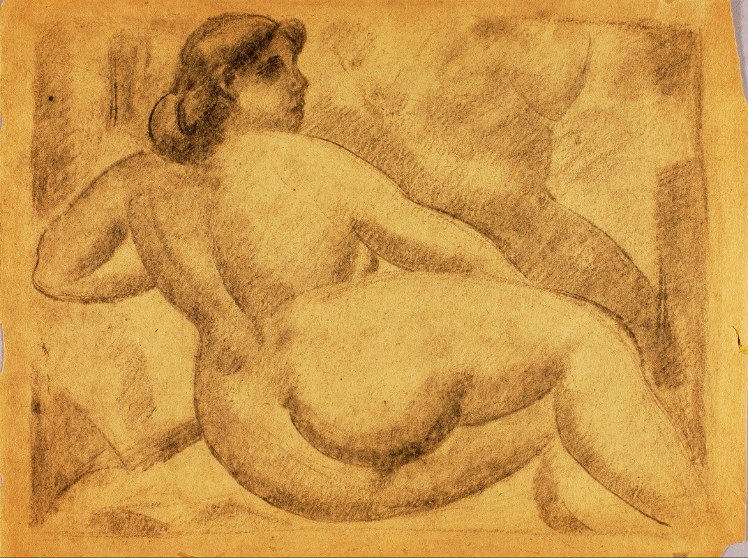 斜倚女性裸体`Reclining Female Nude (1979) by Carl Newman