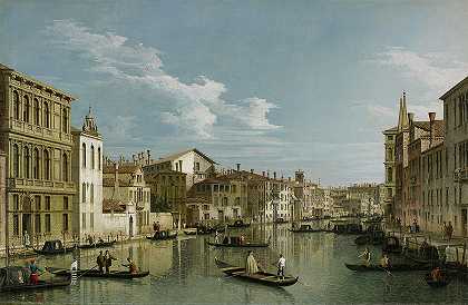 从弗拉基尼宫到圣马库拉坎波的威尼斯大运河`The Grand Canal in Venice from Palazzo Flangini to Campo San Marcuola by Giovanni Antonio Canal