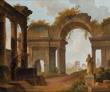 罗马遗址卡普里`Roman ruins Capri by Alexandre Jean Dubois-Drahonet