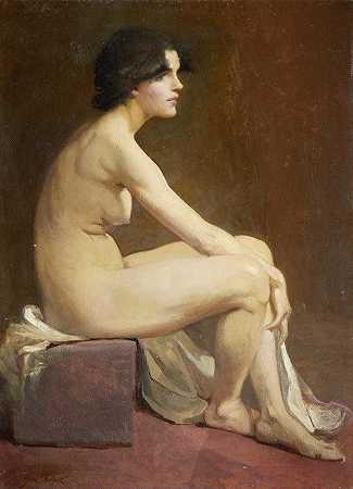 裸体女性肖像`Portrait Of A Female Nude by Glyn Warren Philpot