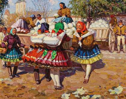 市场日和米切洛维奇`Market Day in Michalovce by Tivadar Josef Mousson