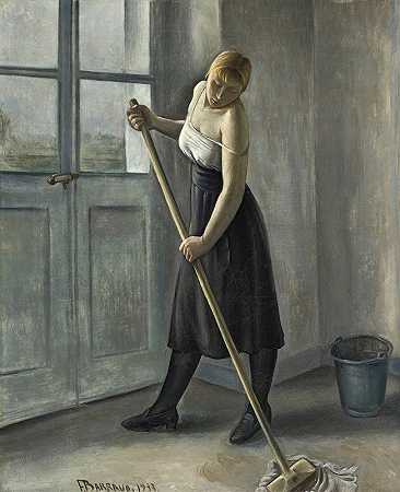 工作中的女孩`Girl At Work (1933) by François Barraud