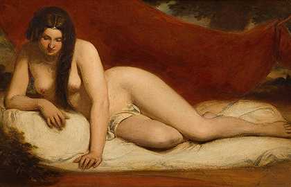 斜躺的裸女`Reclining Nude by William Etty