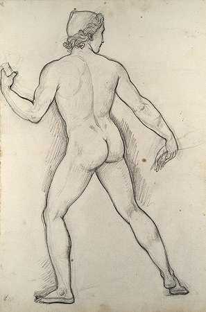 男性裸体，研究对象为卡斯特和波卢克斯解放海伦`Male Nude, Study for ;Castor and Pollux Freeing Helen (1817) by Joseph-Ferdinand Lancrenon