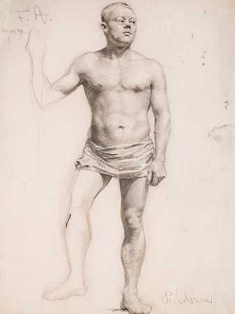 裸体男模特`Nude Male Model (1890) by Pekka Halonen