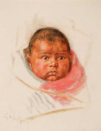婴儿篮`Baby Basket by Grace Carpenter Hudson
